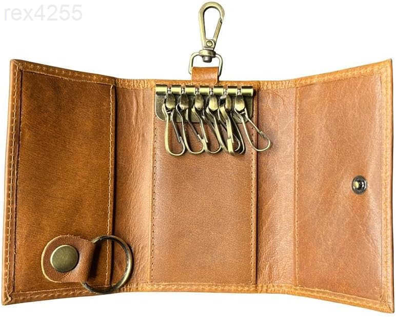 Leather Key Holder Smart Fob Car Key Loop Wallet Slim Keychain Pouch Practical Key Organizer for Men WomenW250911