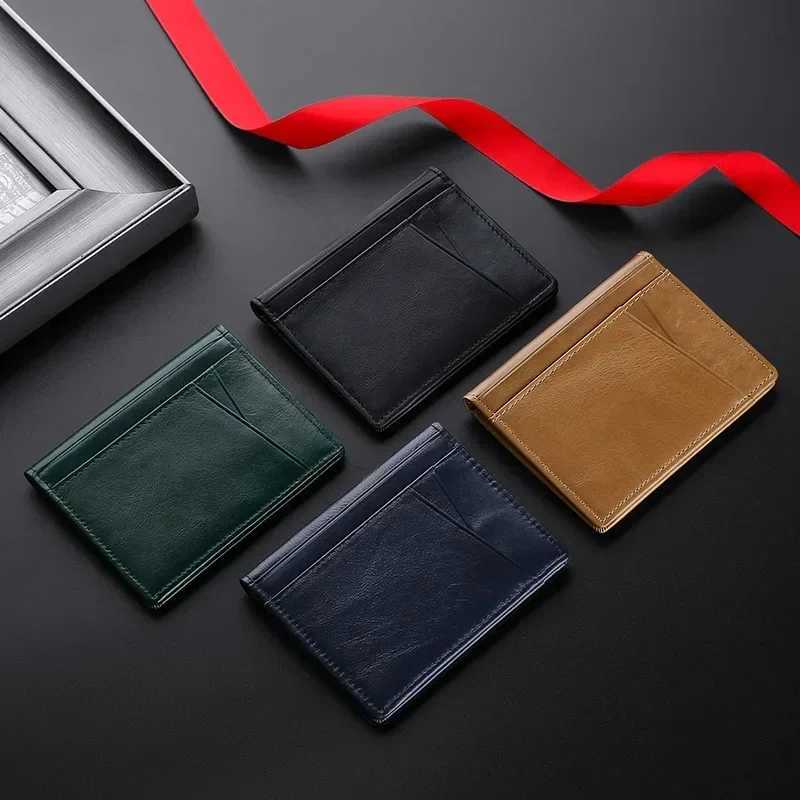 Ultra Thin Soft Wallet 100 Genuine Leather Mini Credit Card Holder Wallet Multi Card RFID Slim Small Card Holder Mens Wallet W250911
