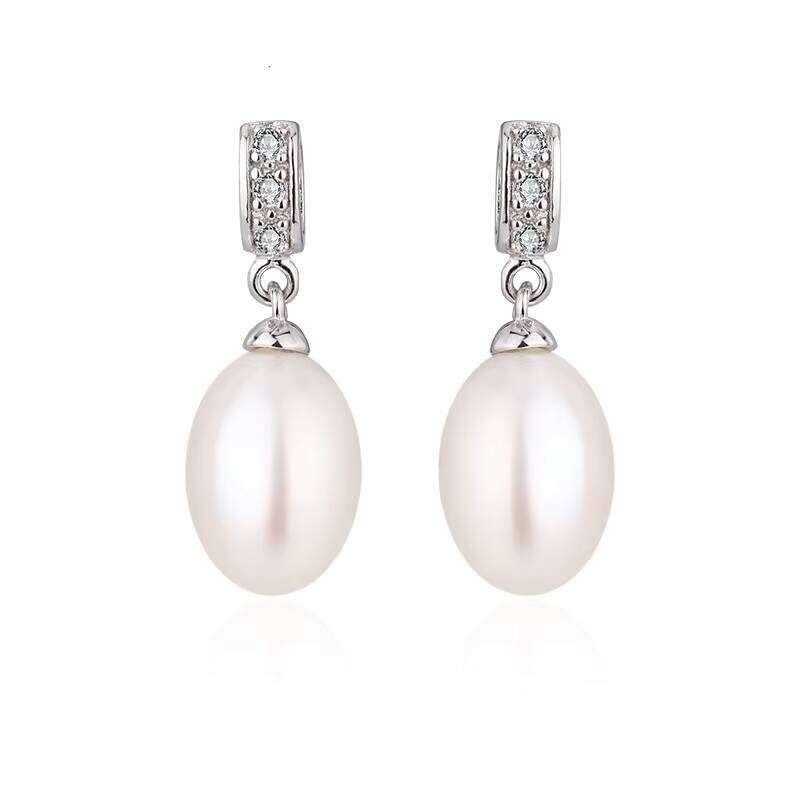 KAMMY 8-8.5mm Freshwater Pearl Fashion Designer Sier Moissanite Vintage Drop Earrings for Women