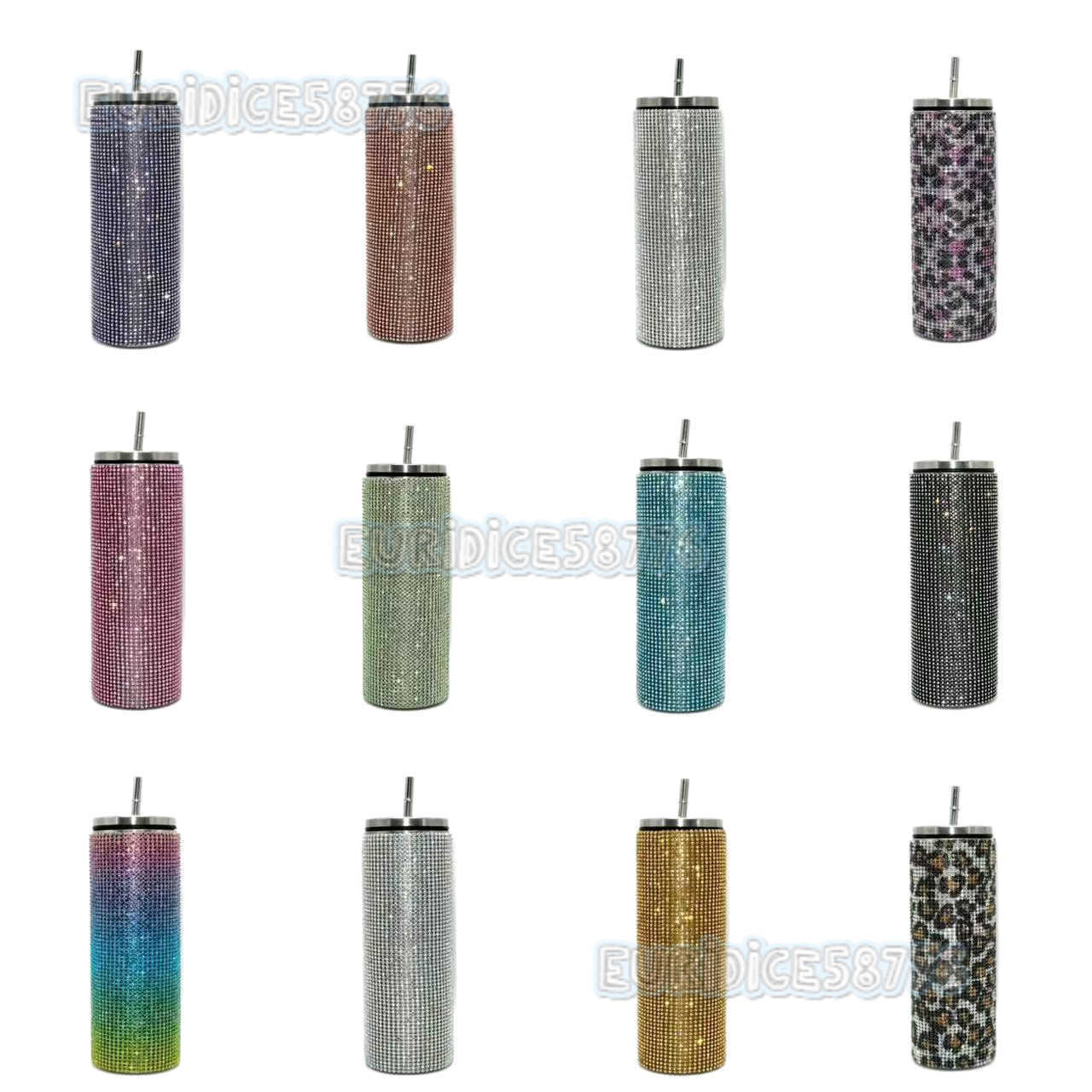 20oz Straight Cup with Rhinestones Insulated Stainless Steel Straw Cup Coffee Cup H250911