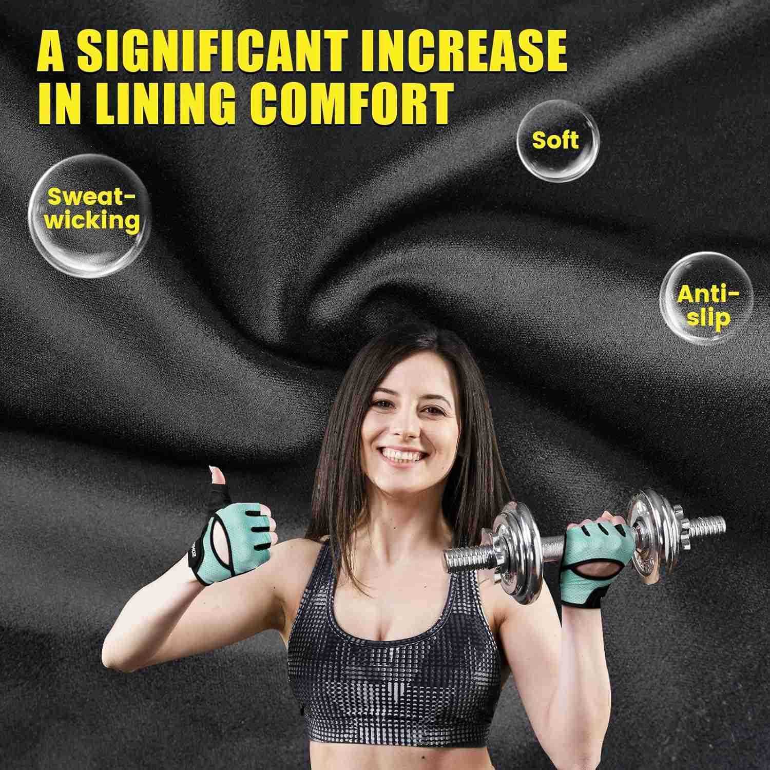 Ventilated Weight Lifting Gloves Thick Padded Workout Gym Gloves with Full Palm Protection Grip Shock Absorption for Women Mens Fitness Exercise Train