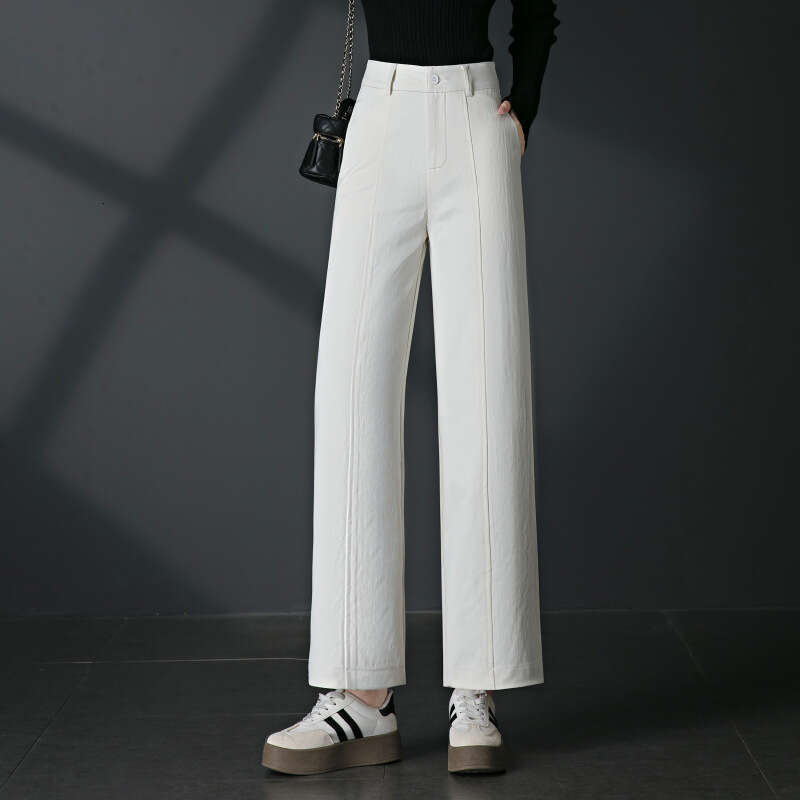 Women's Casual Pants Long Wide-Leg Women's Pants Spring and Autumn New Casual Commuting High-Waist Tummy Control Slimming Draped Narrow Vers