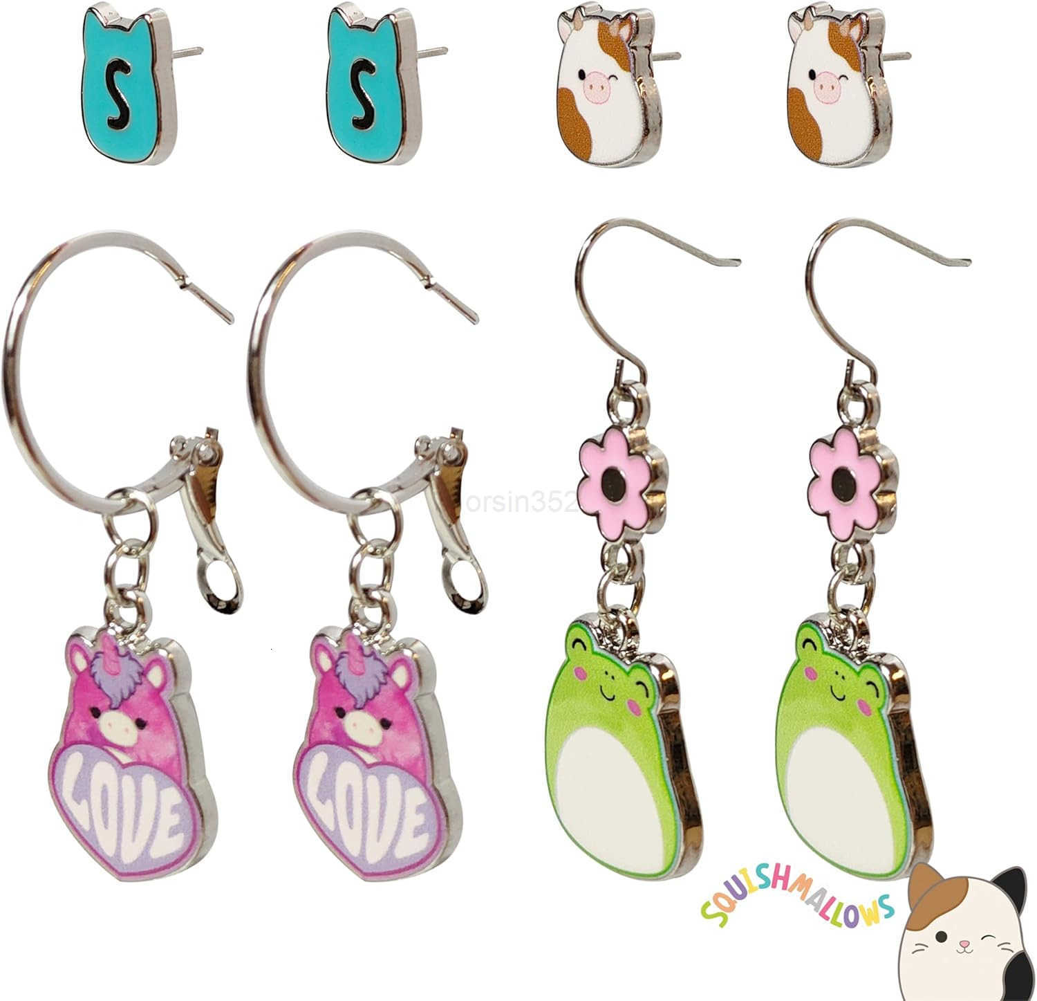 Hypoallergenic Earrings for Girls Stud and Fishhook Drop Sets with Charms One Size Fits All Ages 8W250911