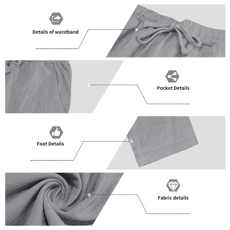 Men's Linen Lounge Set Relaxed Fit Breathable V-Neck Henley Shirt and Trousers Long Sleeve Autumn Comfort Outfit EU Size: S-3XL