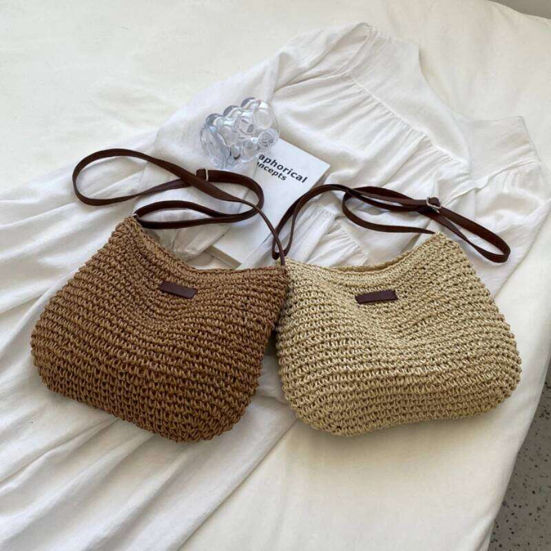 Knitted Purses And Handbags Shoulder Straw Woven Side Ladies Handbag Beach Bag Crossbody Bags For Women