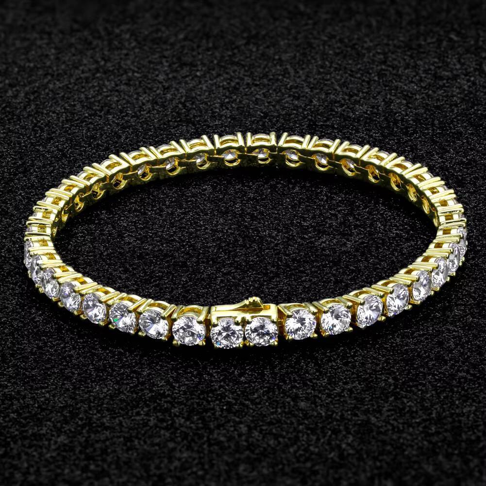 Wholesale 14K White Gold Plated 5A CZ Tennis Chain Bracelet Women Mens Jewelry Iced Out Moissanite Diamond Tennis Bracelet