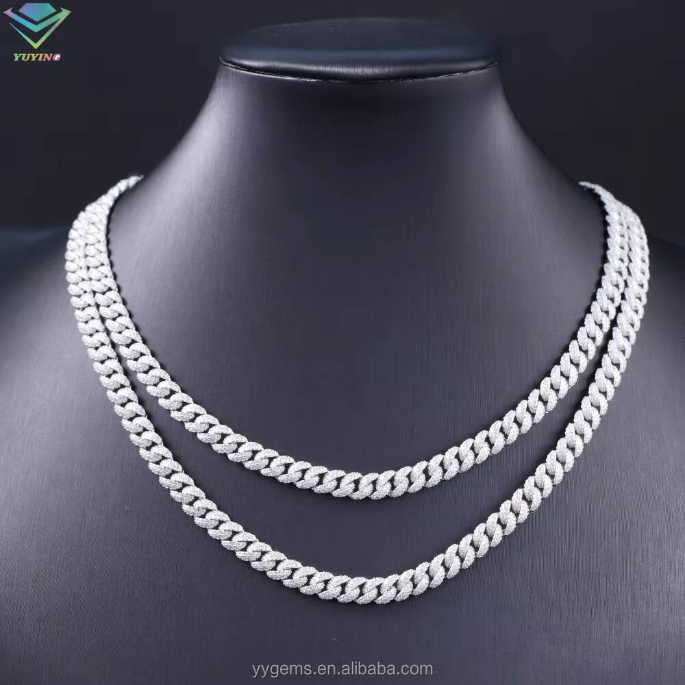 RTS Ice Out Cuban Link Chain 613mm VVS Diamond Moissnaite Chain S925 Silver Gold Plated Hip Hop Fine Jewelry Necklaces