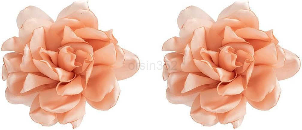 Large Fabric Floral Dangle Earrings for Women Vintage Exaggeration Chiffon Rose Flower Petal Earring Fashion Cloth Floral Earrings Charm Jewelry Gifts