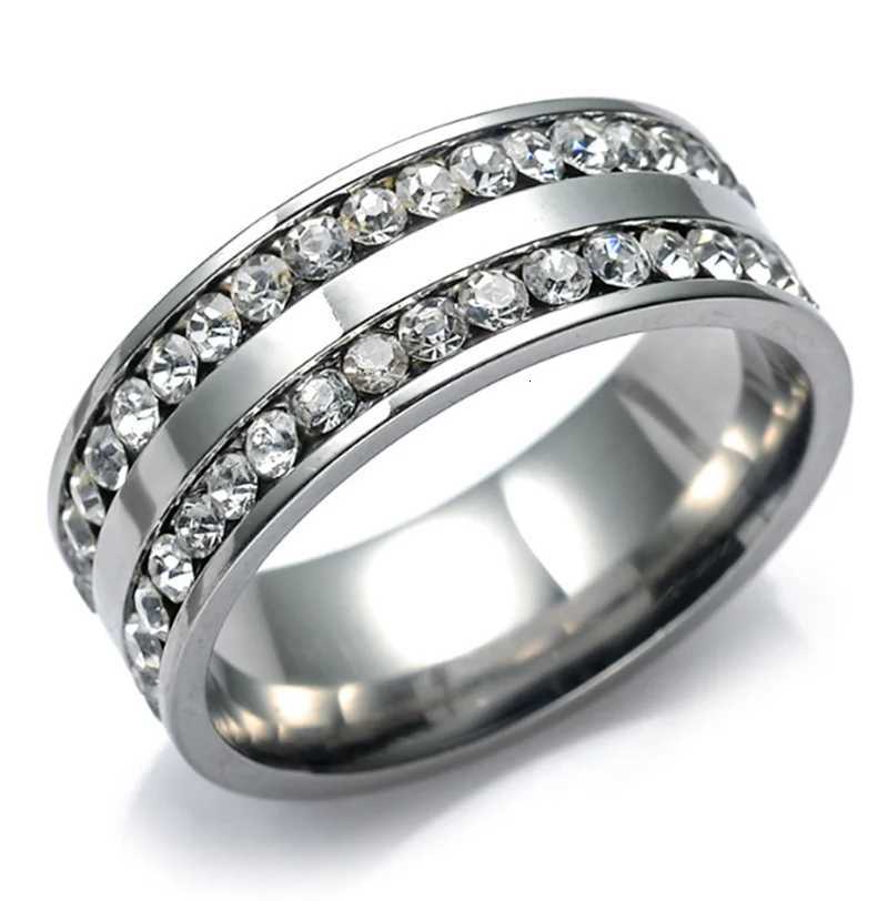 New Trendy Titanium Romantic Couple DIY Crystal Alliance Engagement Wedding Rings For Men Women Jewelry W250911