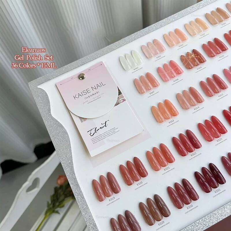 Eleanuos Ice Tea Gel Polishing 36Pcs Mixed Clearcoat Color Transparent Pink Semi Permanent Primer UV LED Nail Salon Jelly Nude