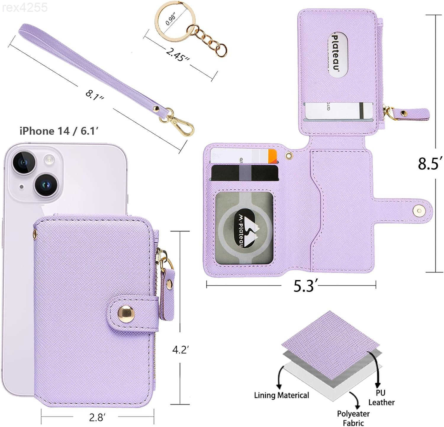 Wristlet Keychain Wallet Key ring Bracelet with Wrist Wallet for Women with Key Holder Gift Box LavenderW250911