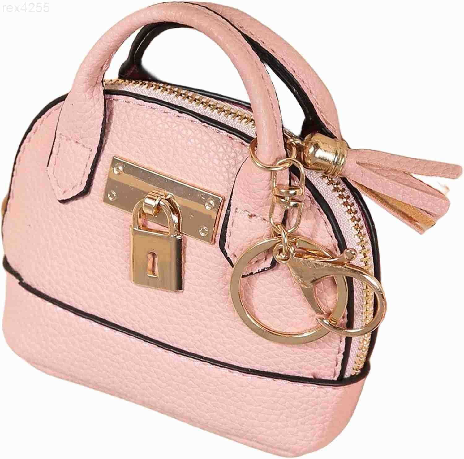 Mini Tote Bag Keychain Coin Purse Pu Leather Key Chain Small Change Purse for Women Keychain Pouch Mini Makeup Bag Cute Zipper Coin Purse Small Wallet