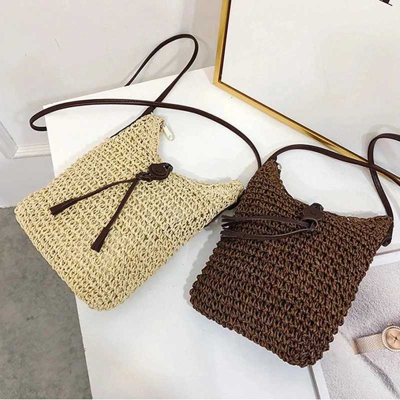 Travel Female Shoulder Tote Beach Rattan Bag Hand Woven Straw Bag Bohemian Summer Beach Handbag Wicker Crossbody Bag bolsos W250911