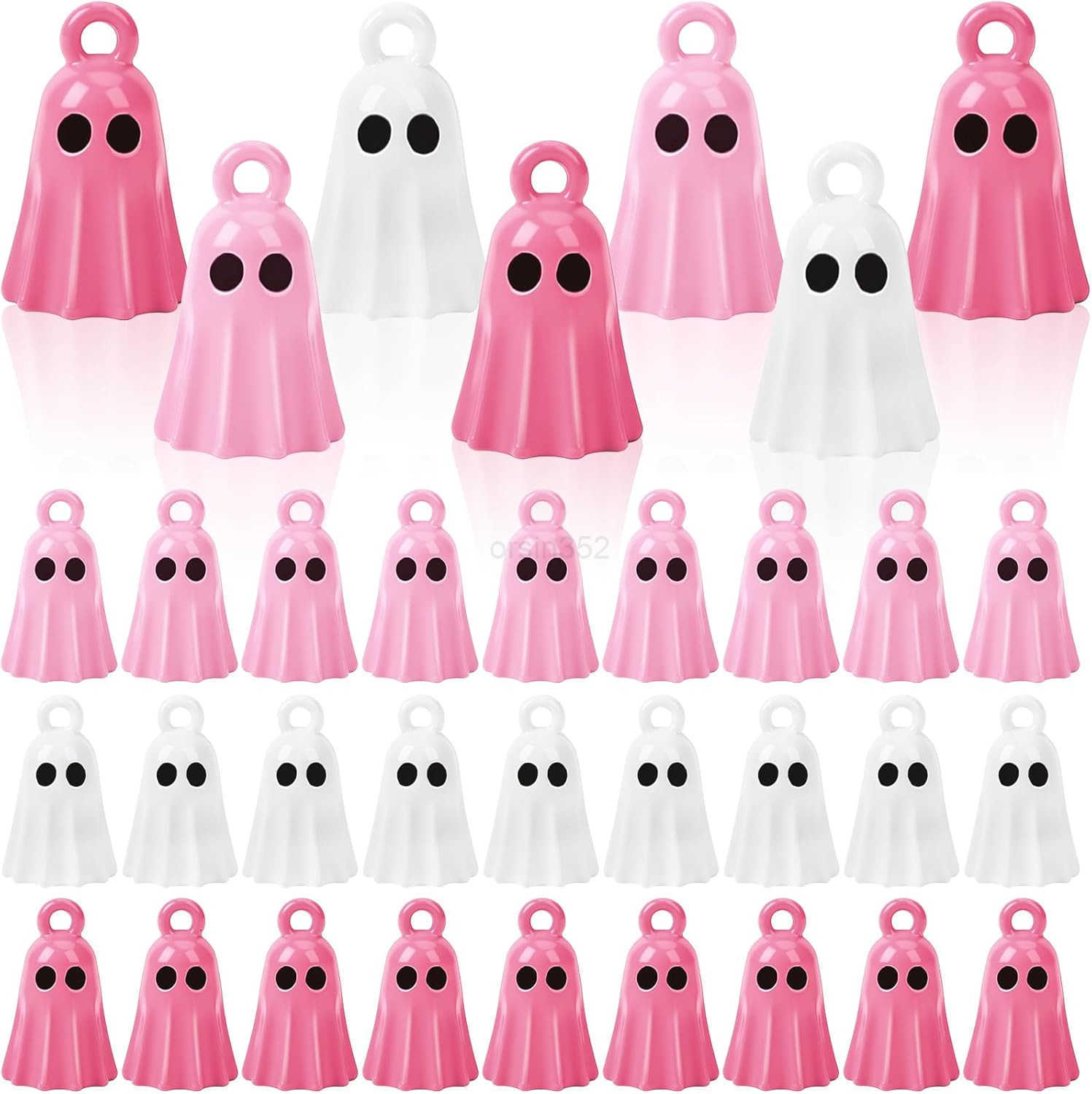 60Pcs Halloween Charms Halloween Ghost Charms for Jewelry Making Pink White Ghost Bangle Charm Pendants for Necklace Earrings Making DIY CraftsW250911