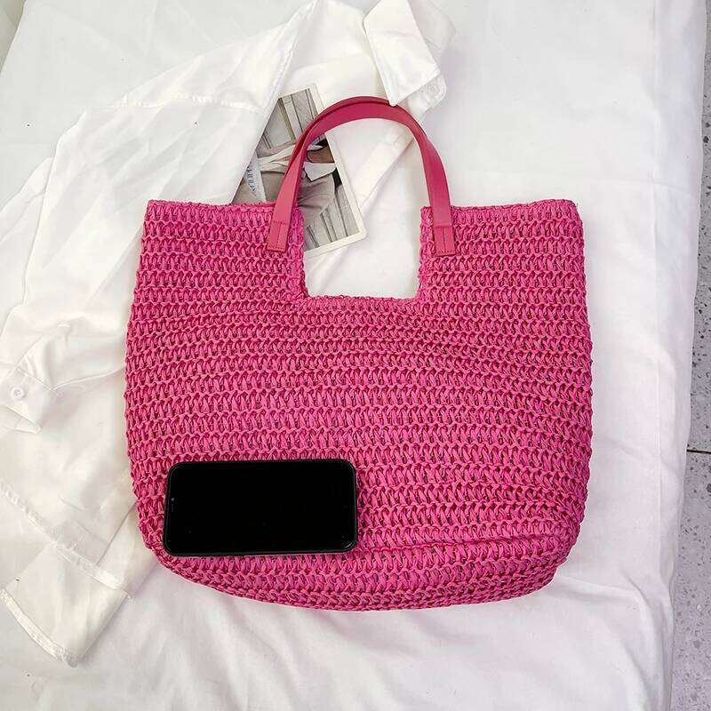 Green Design Straw For Women 2023 New Large Capacity Beach Summer Handmade Rattan Woven Shoulder Bag Female Handbag