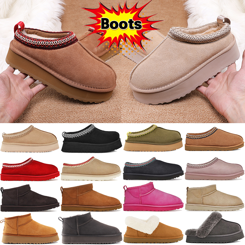 Designer Tasman Slippers Tazz Fur Slides Australia Classic Ultra Mini Platform Boots Sheepskin Suede Wool Slip-on Slipper Men Women Winter ankle booties Shoes