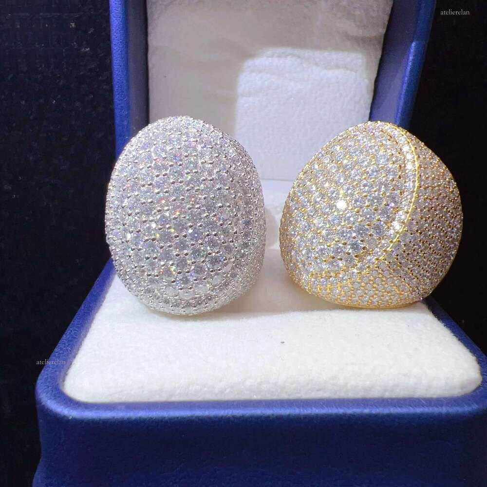 Ready to Ship Sterling Sier Custom Dia Hip Hop Iced Out VVS Moissanite Mens Ring