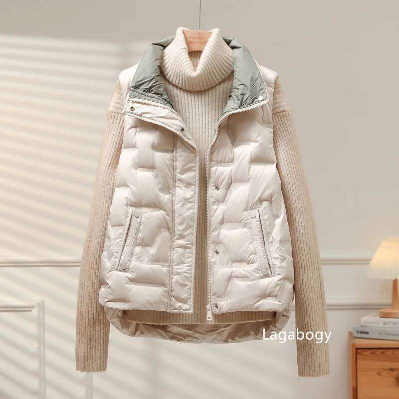 Lagabogy 2025 New Winter Jacket Women 90% White Duck Down Vest Standing Collar Casual Loose Female Zipper Puffer Coat Sleeveless