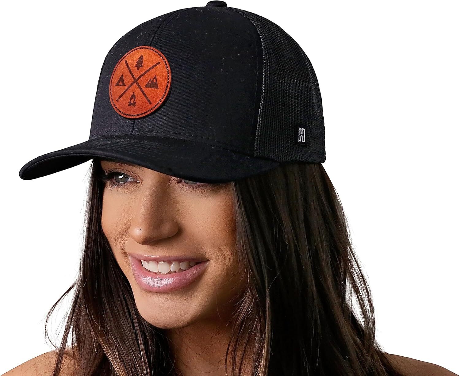 Camping Outdoors Trucker Hat for Men & Women, Baseball Cap Adjustable Snapback Leather