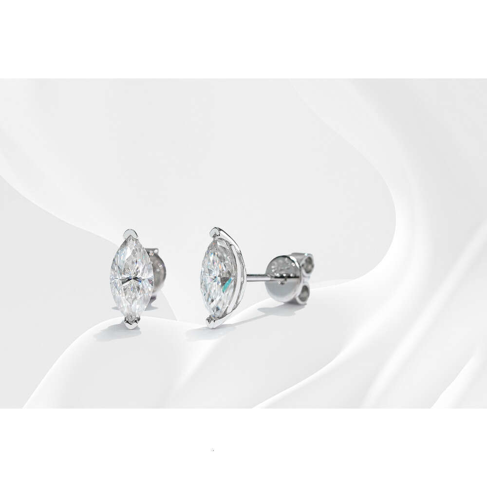 Fashionable S Sterling Sier Marquise Cut Moissanite Dia Earrings