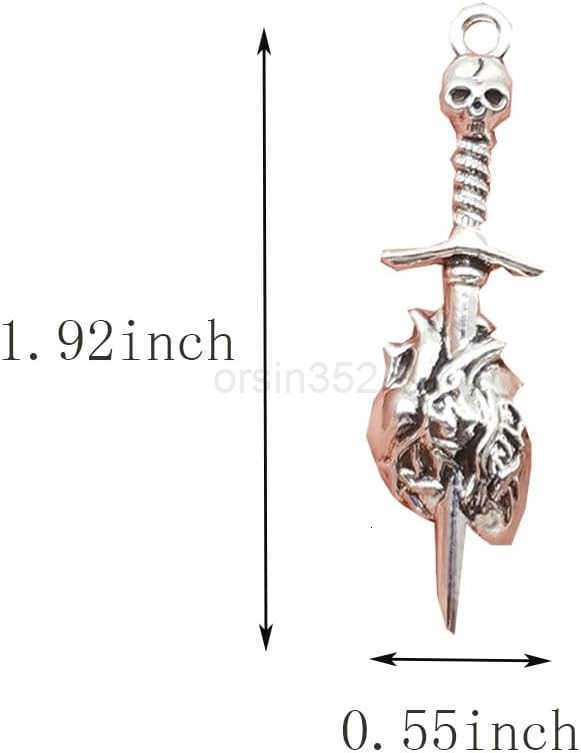 20Pcs Tibetan Devil Heart Sword Through Heart CharmsPunk Skull Sword Necklace Bulk Gothic Skull Skeleton Charms for Making Necklace Keychain s Earring