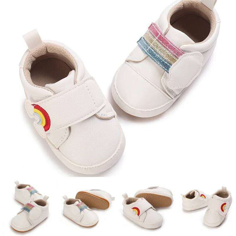 Spring Baby Girls' White Series Fashion Soft Sole Anti slip Breathable Walking Shoes 0-18 Months