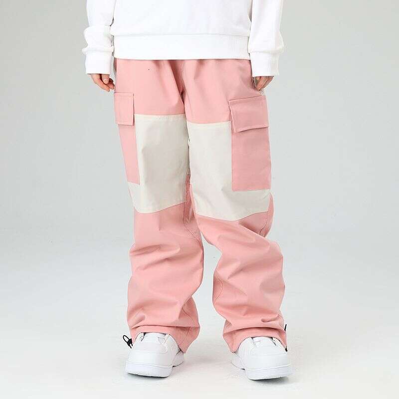 Clothing Loose Workwear Color Matching Pants For Women, Windproof Waterproof, And Men's Ski Suits