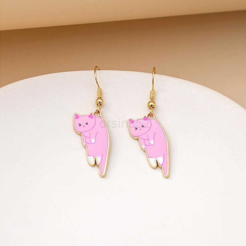 6Pairs Dangling Cat Earrings For Women Kawaii Aesthetic Funny Cartoon Kitten Dangle Earrings French Hook Animals Lover Birthday GiftsW250911