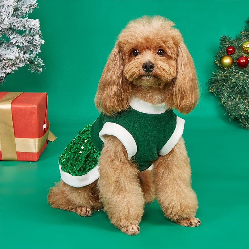 Fall Fashion Collection Green Christmas Attire Designed Exclusively for Cats and Dogs