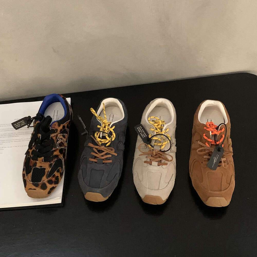 Genuine Leather Training for Women 2025 Spring New Flat Color-Block Casual Sports Designer Shoe Shoes