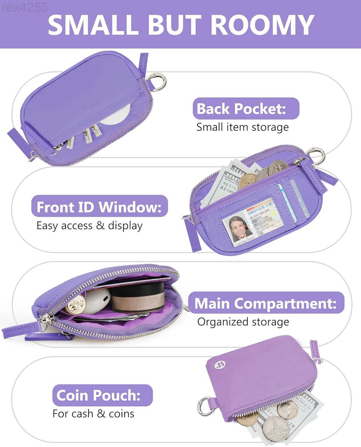Wristlet Wallet for WomenDual Pouch Keychain Wallet with ID Window Coin Purse Wrist Strap for TravelW250911
