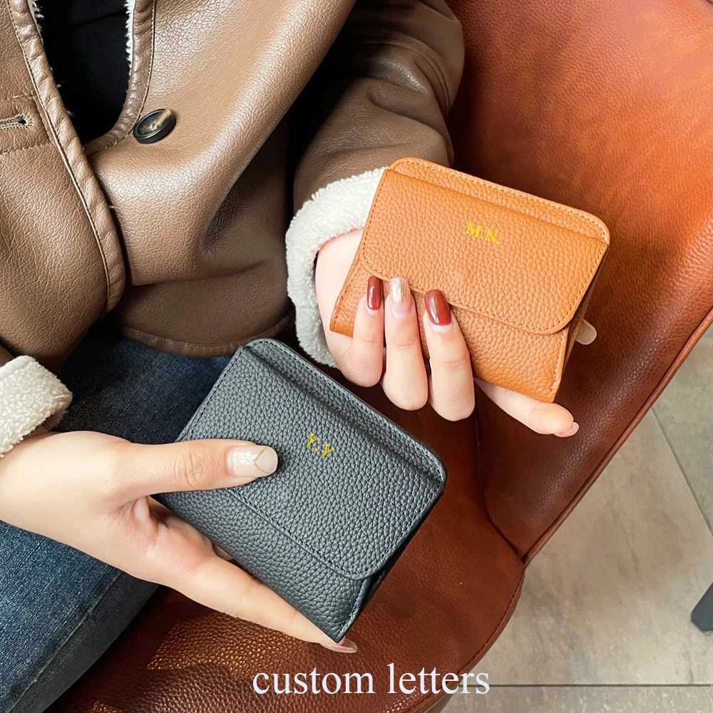 Genuine Leather Wallets For Women Custom Initials Cowhide Coin Purse Card Bag Engrave Name DIY Gift Luxury Small Lady Wallet W250911
