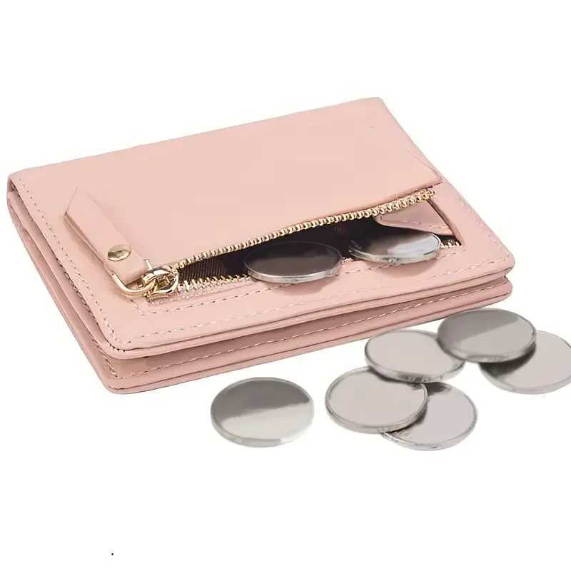 Womens simple letter bifold short wallet thin solid color versatile credit card holder casual and fashionable clutch W250911