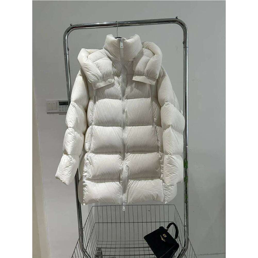 Lagabogy 2025 Women White Duck Down Jacket Mid-Long Cocoon Thickened Hooded Loose Korean Version Bread Puffer Coat Warm Outwear