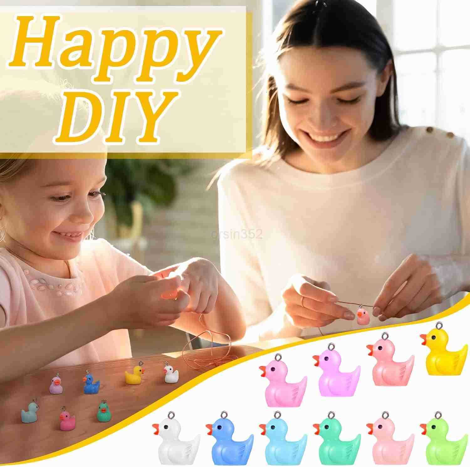 10 Colors Resin Duck Charms Pendants Mini Resin Duck DIY Pendants with Screw Eye Pin Jewelry Craft Supplies for Charm DIY Making Earring Necklace Keyc