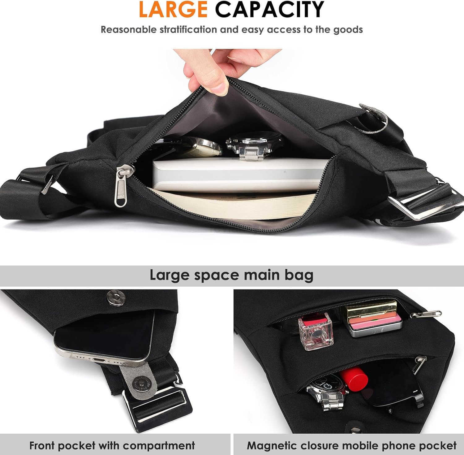 Sling Bag AntiTheft Crossbody Bag for Women Men Sling Backpack Multipurpose Travel Essentials Hiking Chest Bag DaypackW250911