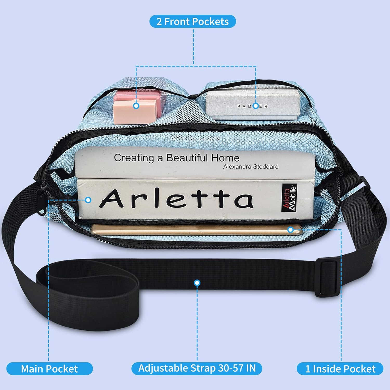 Tote Bag Mesh Bag Crossbody Satchel 12x6x12 for Gym Beach Ball Games Training Camping Hiking Clothes StorageW250911