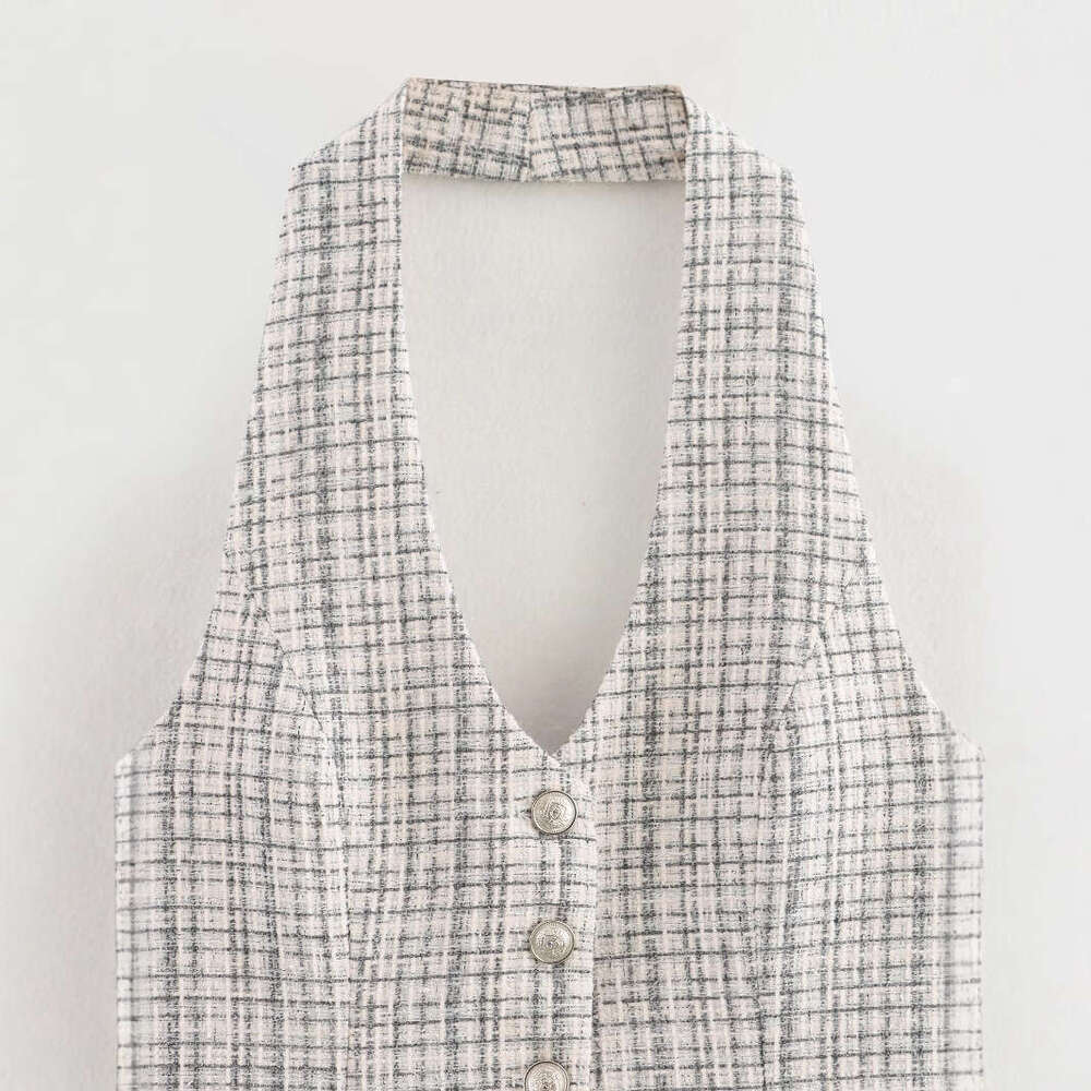 DHEssentials 2025 Fashion Small Chanel Style Halter Neck Vest Top X5021