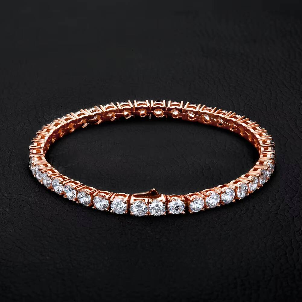 Wholesale 14K White Gold Plated 5A CZ Tennis Chain Bracelet Women Mens Jewelry Iced Out Moissanite Diamond Tennis Bracelet