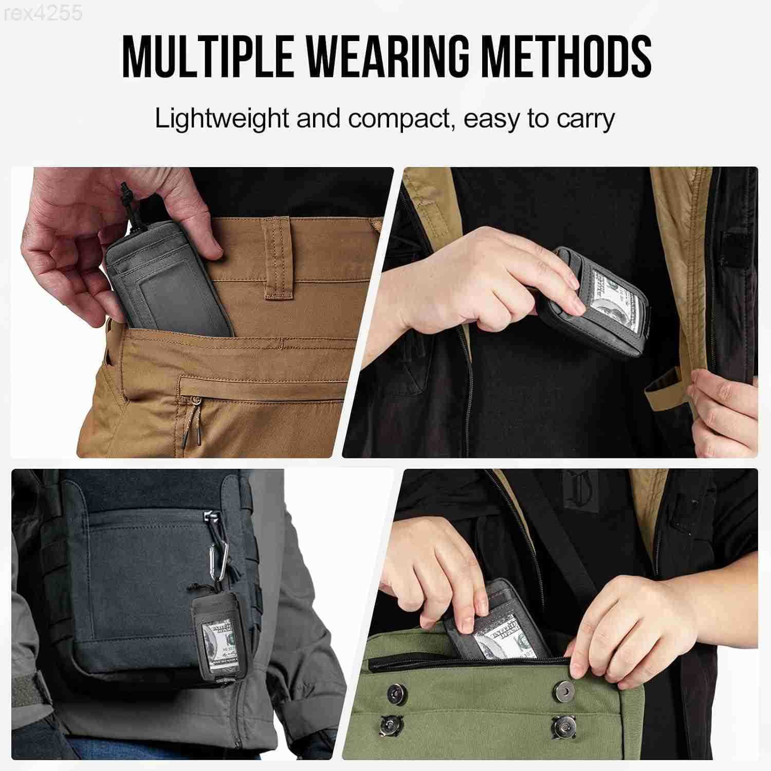 Front Pocket Wallet with Zippers Tactical Small Coin Purse Nylon Minimalist Wallet for Men WomenW250911
