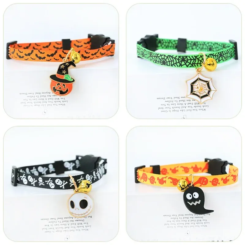 Adjustable Halloween Pet Collars Dog Necklace Kitten Puppy Pendant Pet Products Cat Accessories Halloween Decoration