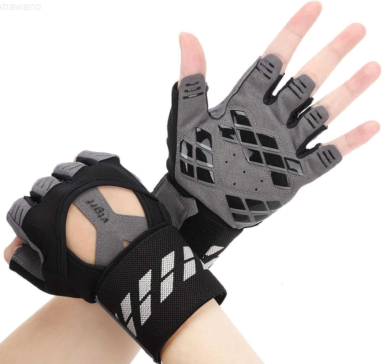 Fingerless Fitness Gloves with Wrist Support for Men Ideal for Gym Workout Weight Lifting Sports Gloves with Padded Design Excellent Grip and Cushion 
