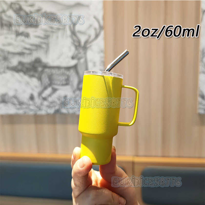 Stainless Steel 2oz Mini Handle Shot Glass Portable Car Straw Insulated Cup 60ml Cup H250911