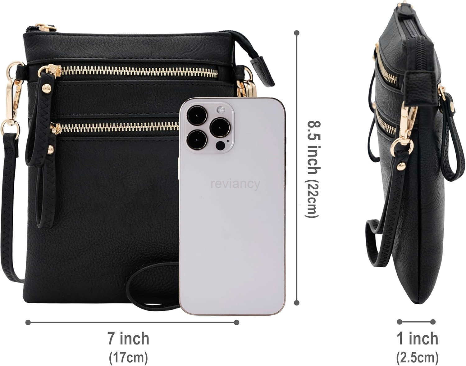 Small Crossbody Bag for Women Multi Zip Pockets with Detachable Wristlet Lightweight Travel Purse Cell Phone PouchW250911
