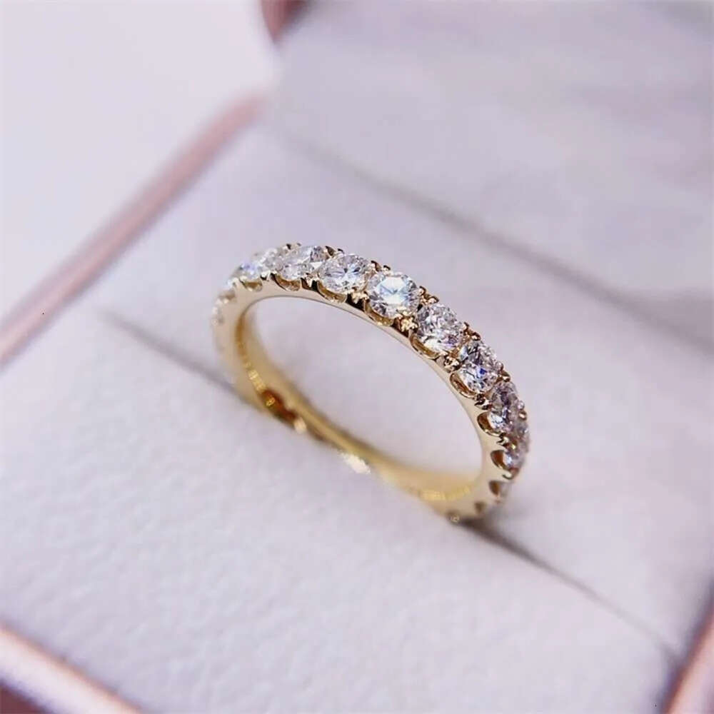 stock basic style engagement band solid real 10k yellow 3mm moissanite dia gold eternity ring