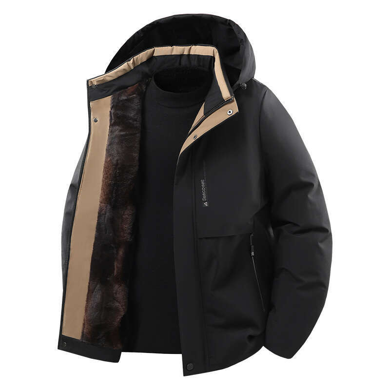 Men's Winter New Graphene Thermal Jacket Thickened Casual Detachable Hood Cotton Coat