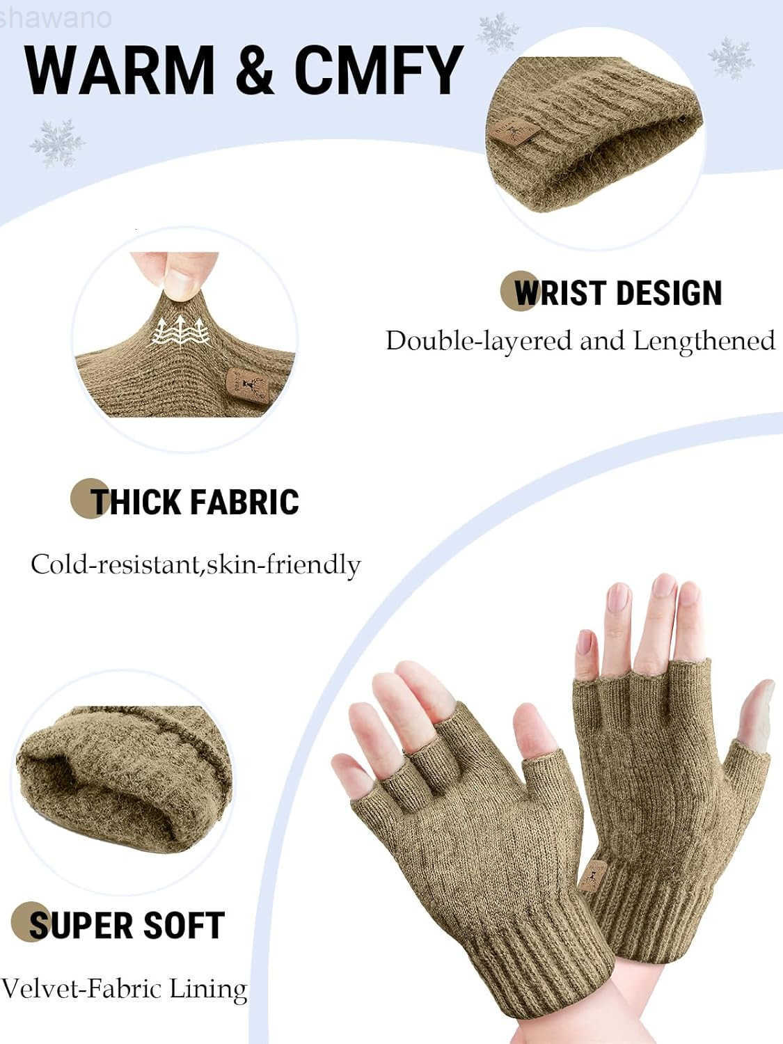 Gloves Half Finger Winter Warm Knitted Gloves Working Running Biking Driving for Men and WomenW250911