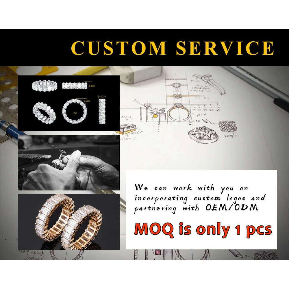 10k 14k Real Gold Wedding Full Lab Grown Vvs Moissanite Dia Jewelry Engagement Eternity Band Ring