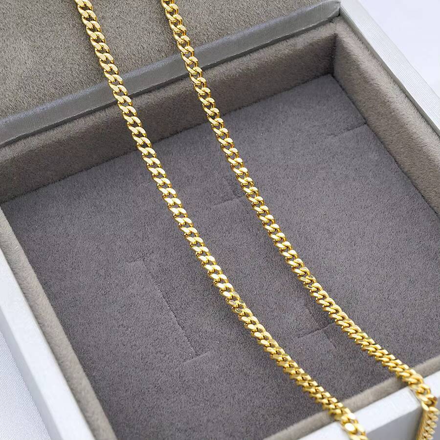 Gold 18k Real Gold Necklace Hiphop Miami Unique Design Fine Jewelry Curb Cuban Link Chains with Au750 Gold Chains Necklace