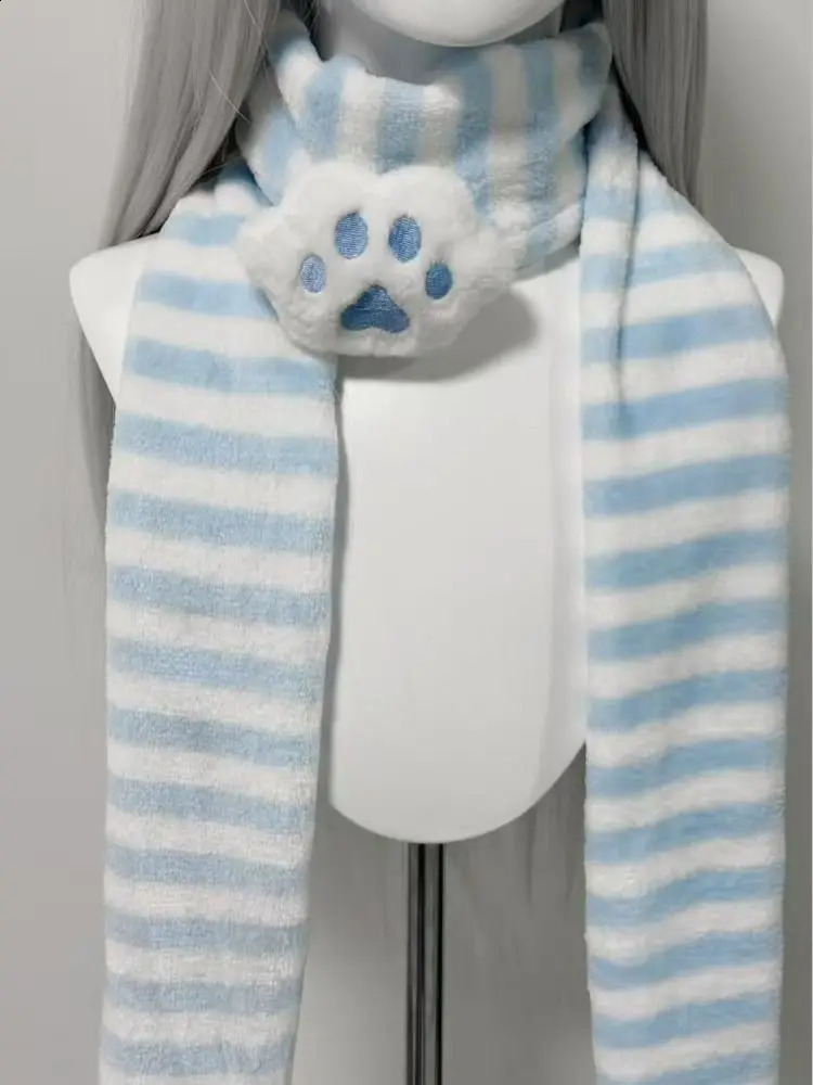 Original Homemade Massproduced Watercolor Pink Cute Cat Paw Japanese Striped Twodimensional Scarf Women 250909